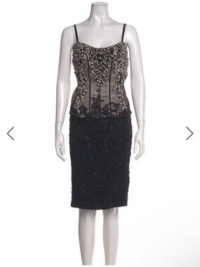 Mandalay Embellished Beaded Corset Dress in Black and Nude